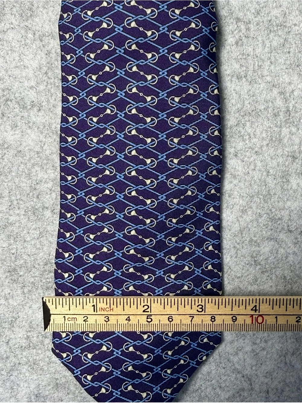 Brooks Brothers Purple 100% Silk Tie with Blue & Cream Chain Motif